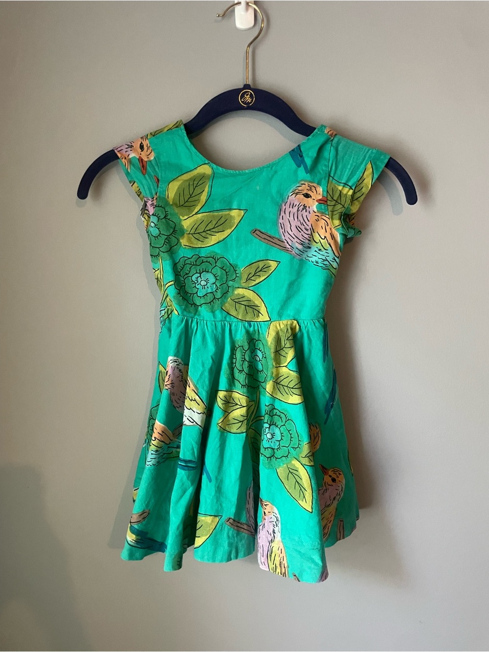 Tea collection Girls Teal Bird & Floral Cotton Dress 4t
